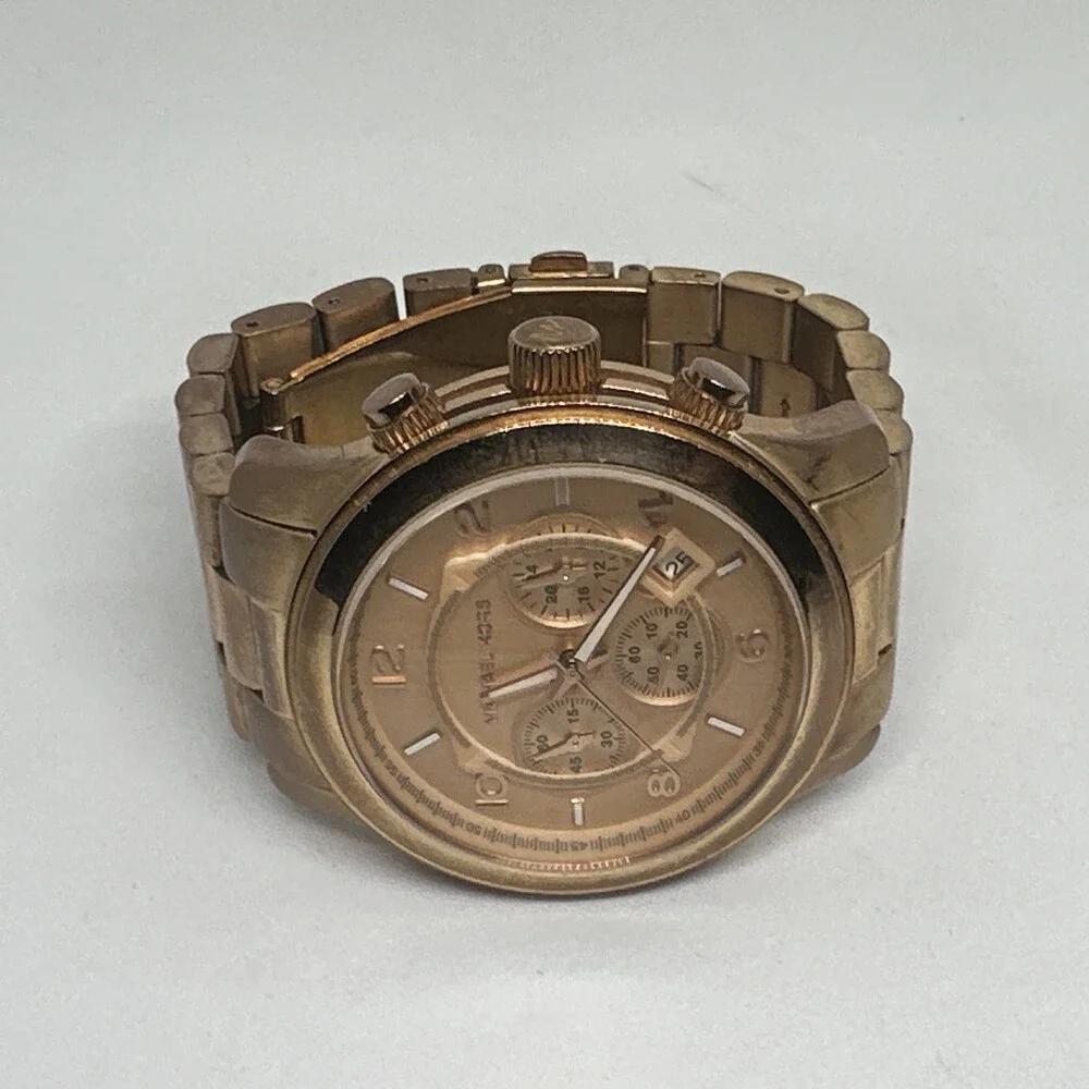 Michael Kors Runway MK8096 Men's Rose Gold Analog Dial Chronograph Watch HME661